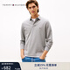 TOMMY HILFIGER25秋冬新款男裝商務(wù)休閑青年純色小繡標修身翻領(lǐng)長(cháng)袖T恤POLO衫 深灰色P91 L