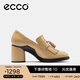 愛(ài)步（ECCO）高跟鞋女 優(yōu)雅流蘇深口牛皮粗跟正裝單鞋女  雕塑奢華222663 HL 裸色22266301211 36