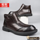 XO切爾西靴男牛皮2025秋冬中幫男靴英倫工裝靴子男潮流短靴 棕色 42