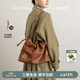 VANESSA HOGAN【高端線(xiàn)】VH女包行跡垃圾袋頭層植鞣牛皮托特包包真皮流浪單肩包 可可紅棕