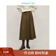 茵曼（INMAN）【曠野美拉德】簡(jiǎn)約高腰百褶半身裙2025春秋女裝新款A(yù)字中長(zhǎng)款裙 墨綠色 L