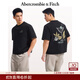 Abercrombie & Fitch男裝女裝情侶裝25夏季度假風(fēng)棉質(zhì)印花圓領(lǐng)短袖T恤123-5053 黑色 M (180/100A)