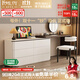 凱薩羅列  KSALOY實(shí)木梳妝臺臥室現代簡(jiǎn)約收納斗柜一體2025新款輕奢轉角床尾化妝桌 六斗柜+妝臺【無(wú)鏡椅】原創(chuàng  )正版 暖白色柜+右方向胡桃木紋妝臺