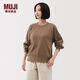 無(wú)印良品（MUJI） 女式 華夫格編織 圓領(lǐng)長(cháng)袖T恤 上衣打底衫內搭秋季女裝針織衫 米色 M （160/84A）