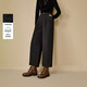 茵曼（INMAN）茵曼夾棉保暖黑色加厚直筒棉褲2025冬女裝新款休閑長(cháng)褲 黑色 M