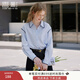 香影法式藍色翻領(lǐng)襯衫女2025秋裝新款寬松襯衣棉撞色刺繡通勤上衣 藍色 M 160/84A/95-110斤