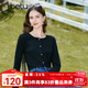 百圖betu女裝秋新款T恤圓領(lǐng)長袖精致蝴蝶結(jié)紐扣針織T恤女2308T19 黑色 M