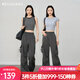 Olrain歐芮兒灰色美式休閑工裝褲女夏季2025新款復古運動(dòng)高腰長(cháng)褲 灰色 M 160/68A/M