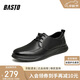 百思圖秋季時(shí)尚通勤圓頭厚底男士商務(wù)正裝皮鞋68B12CM3 黑色 43