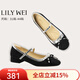 Lily Wei【黑巧甜心】拼接慵懶風(fēng)瑪麗珍鞋小眾簡(jiǎn)約單鞋小碼 黑色 36