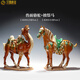 漢臻唐璽（HONZONTX）唐三彩馬駱駝擺件高水旺手工藝術(shù)品仿古復古書(shū)房桌面裝飾喬遷禮物 駱駝+披鬃馬黃色一對