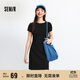 森馬（Semir）連衣裙女圓領(lǐng)收腰彈力針織裙2025夏刺繡休閑短裙辣妹109325114001