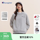 Champion冠軍加絨連帽衛衣女新款休閑時(shí)尚刺繡長(cháng)袖上衣 淺麻灰色  M 