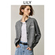 LILY2025秋新款含羊毛格雷系櫻桃圓領(lǐng)深色針織開(kāi)衫外套外搭女毛衣 509深灰 M