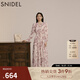 SNIDEL秋冬甜美碎花系帶收腰百褶雪紡連衣裙SWFO245033 粉米色 M （1）