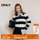 ONLY秋冬含羊毛學(xué)院風(fēng)套頭翻領(lǐng)寬松針織衫女|124313028 H32 深藍(lán)白條紋 L (170) 88A
