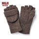 無(wú)印良品 MUJI 男女通用 羊毛混紡 帶半指套手套 無(wú)性別 男款女款 DCD07A2A 棕色 190/95mm