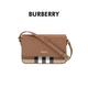 BURBERRY博柏利女士棕色皮革字母徽標拼色單肩斜跨包81072701/80845001