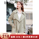 百圖betu女裝春季新款風(fēng)衣英倫風(fēng)中長(cháng)款遮肉顯瘦風(fēng)衣女2401T48 淺卡其綠 L