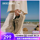 斯凱奇（Skechers）男鞋秋冬一腳蹬樂(lè )福鞋帆布鞋厚底低幫休閑商務(wù)鞋66387 卡其色/KHK 41.5