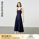 顏域無袖連衣裙女夏裝2025新款收腰顯瘦長款輕熟風(fēng)牛仔氣質(zhì)吊帶裙 深藍(lán) XL