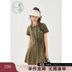 紫涵（ZIHAN）紫涵收腰短袖襯衫連衣裙女夏季戶(hù)外通勤甜酷工裝百褶短裙 苔蘚綠 M