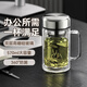 蘇泊爾玻璃杯耐熱防爆耐高溫水杯大容量高檔實(shí)用雙層玻璃杯帶茶濾 流光銀 570ml