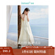 茵曼（INMAN）掛脖連衣裙2025夏女裝新品無(wú)袖寬松A字溫柔長(cháng)裙子 梨花杏 M