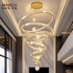 瀚帝斯復式樓水晶大吊燈別墅挑空樓中樓簡(jiǎn)約現代輕奢挑高客廳樓梯圈圈燈 【兩面水晶】6圈8球-直徑1米2