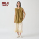 無(wú)印良品（MUJI）IDEE 女式 平紋 無(wú)袖罩衫 上衣女款夏季 棉麻 背心GAD11C4S 卡其色 L (165/88A)