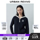 UR2025秋季新款女裝學(xué)院風(fēng)撞色刺繡翻領(lǐng)拉鏈針織衫UYY950018 墨藍(lán) L