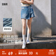 森馬（Semir）森柔牛仔|森馬牛仔褲女不對稱(chēng)裙褲甜酷小眾夏季個(gè)性寬松短褲高街 牛仔中藍88201 L