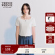Teenie Weenie【送項鏈】小熊女夏季方領(lǐng)氣質(zhì)時(shí)髦針織短袖正肩T恤 白色 S (160)