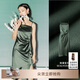 麥檬商場(chǎng)同款2023春夏新款紙片人法式吊帶連衣裙女5E4190561S 森林綠5E4190581S S