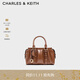 CHARLES&KEITH25冬新品褶皺包掛手提小方包波士頓包CK2-30671820 Chocolate巧克力色 S