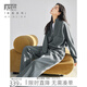 對白時(shí)尚通勤運(yùn)動(dòng)衛(wèi)衣兩件套女2025秋裝新款外套直筒長褲休閑套裝 深灰色 L
