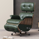 豪德恒老板椅電動(dòng)伊姆斯辦公椅子舒適久坐可躺椅午休家用電腦椅真皮椅子 軍綠色+進(jìn)口牛皮 鋁合金