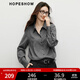紅袖（hopeshow）高級百搭氣質(zhì)襯衫2025冬季新款女裝知識分子風(fēng)顯瘦法式小資小上衣 煙灰056 M