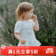 OAK FAMILY夏季女童T恤絲柔棉圓領(lǐng)短袖打底衫百搭花邊彈力上衣 奶杏色 100 cm