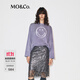 MO&Co.長(cháng)袖T恤2025冬新品SMILEY聯(lián)名系列棉洗水笑臉印花燙鉆MBE4TEET02 粉紫色 XS /155