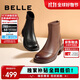 百麗真皮時(shí)裝靴2025冬新彈力短靴瘦瘦靴B1538DD5 甜酷黑 37