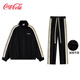 可口可樂(lè )（Coca-Cola）運動(dòng)套裝男秋冬款美式潮流休閑男裝 黑色+黑色 L(130-150斤)