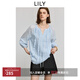 LILY2025夏新款萊賽爾混紡法式木耳邊花邊微寬松休閑藍色套頭衫女 401藍色 M