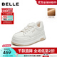 百麗（Belle）簡(jiǎn)約百搭高幫鞋女2025冬新商場(chǎng)同款厚底加絨休閑板鞋E6R1DDM5 米色 38