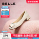 百麗（Belle）方扣高跟鞋女商場(chǎng)同款干練淺口單鞋Z8B1DCQ3 米白 37 (235mm)