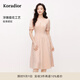 珂萊蒂爾【玫瑰裙】2025夏季新款優(yōu)雅蕾絲花紋短袖連衣裙女修身裙 淡橙紅 L