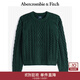 Abercrombie & Fitch男裝24秋冬美式百搭寬松麻花套頭圓領(lǐng)針織毛衣120-4189 墨綠色 L (180/108A)