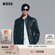 BOSS博斯男士新款斜紋布襯里上蠟皮衣夾克 001-黑色 2XL