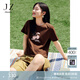 玖姿·安娜蔻【蜜意生活】活力減齡櫻桃釘珠短袖T恤女2025夏季新款 咖啡-第二批 L