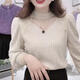 梵米興加絨加厚打底衫女秋冬2025新款半高領(lǐng)蕾絲上衣寬松內搭 卡其色 M 建議100-110斤